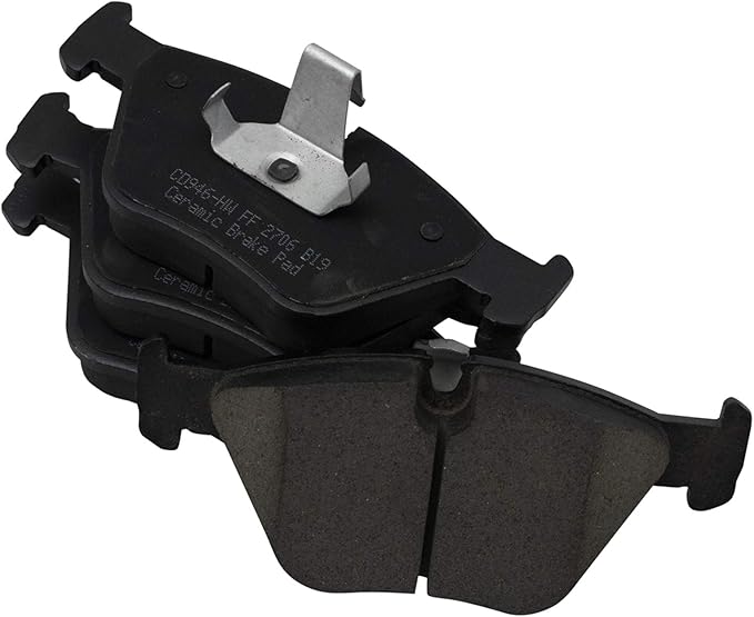 TRQ Front Brake Pads Ceramic Hardware Compatible with 2001-2006 BMW 330Ci 2001-2005 330i 330xi 2004-2010 X3 2006-2008 Z4