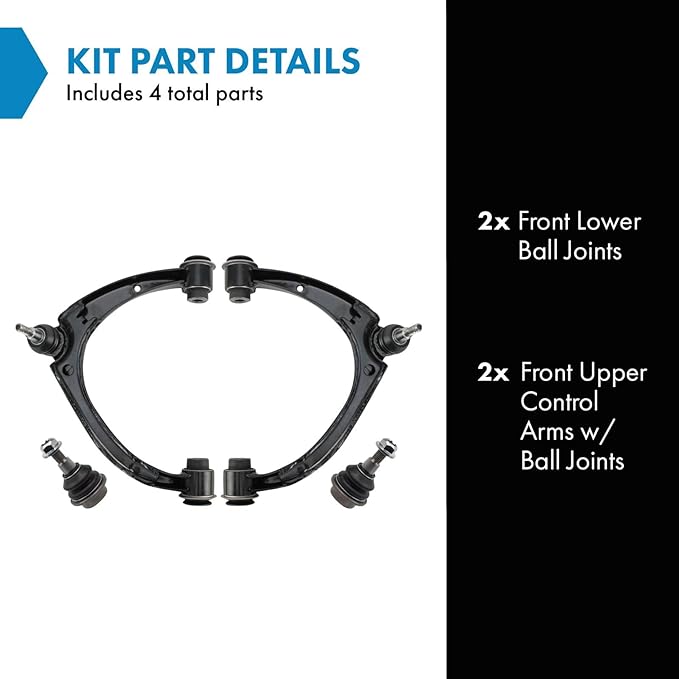 TRQ Front Upper Control Arm with Ball Joint Set 4 Piece Compatible with 2015-2022 Chevrolet Colorado 2015-2022 GMC Canyon