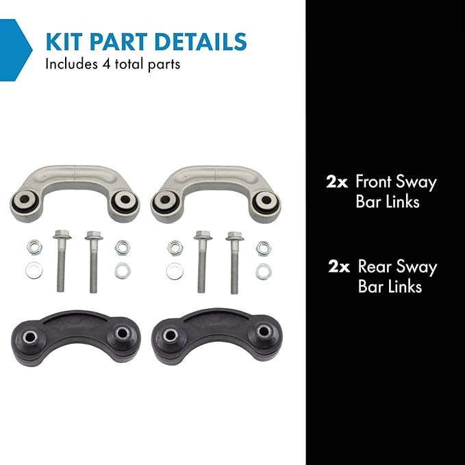 TRQ Front & Rear Sway Bar Stabilizer Link Set Compatible with 2006-2011 Audi A6 2005-2011 A6 Quattro 2007-2011 S6