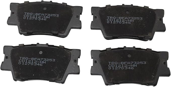 TRQ Rear Ceramic Brake Pad Set Includes Contact Point Grease Hardware Compatible with 13-18 Lexus ES300h 07-18 ES350 10-12 HS250h 08-18 Toyota Avalon 07-19 Camry Manual Parking Brake 06-18 RAV4
