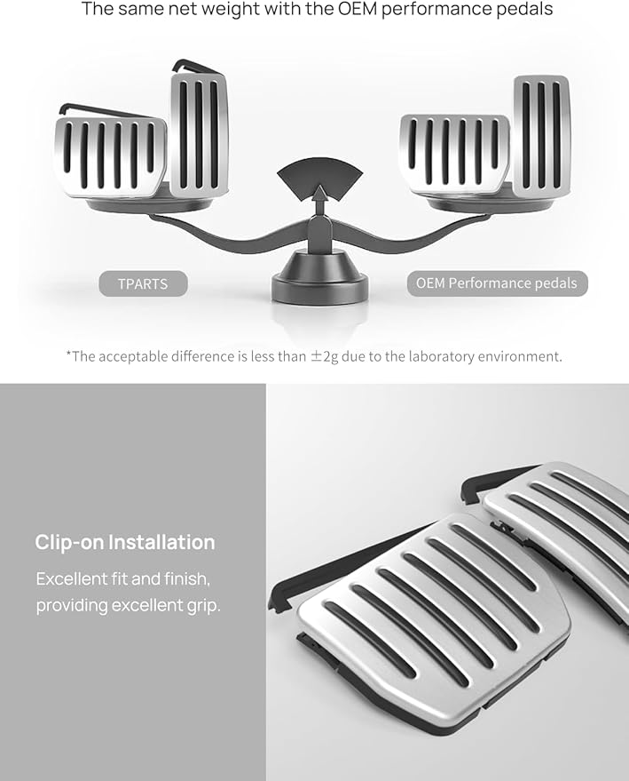 TPARTS Aluminum Self-Flip Lock Performance Pedal Sets Accelerator Brake Pedals Cover for Tesla Model Y Juniper(2025-2026)/Model 3 Highland(2024-2026) Interior Accessories Foot Pedal Pad Replacement
