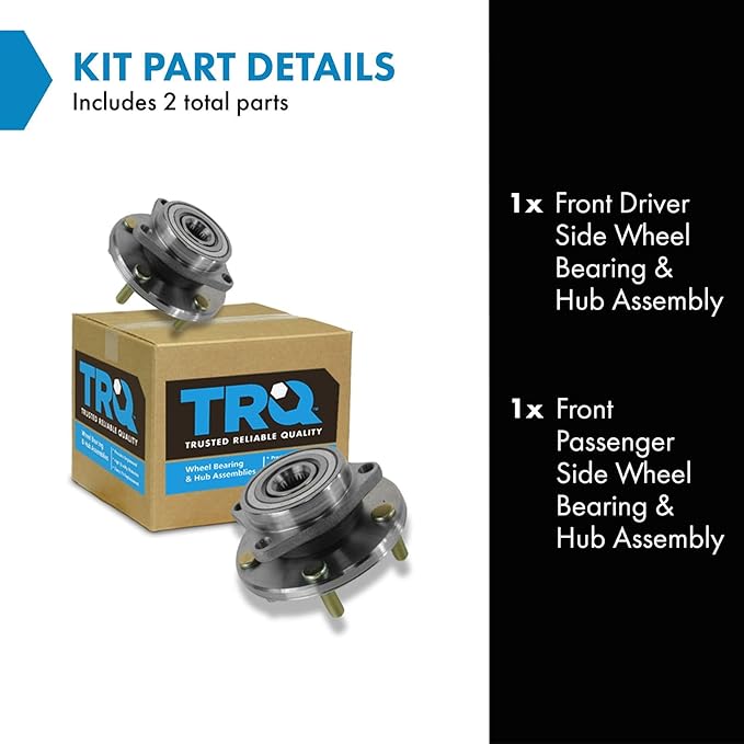 TRQ Front Wheel Bearing and Hub Assembly Set 2 Piece Compatible with 95-05 Mitsubishi Eclipse 99-03 Galant 04-08 Galant ES 96-00 Chrysler Sebring LX 95-00 Dodge Avenger 01-05 Stratus Coupe
