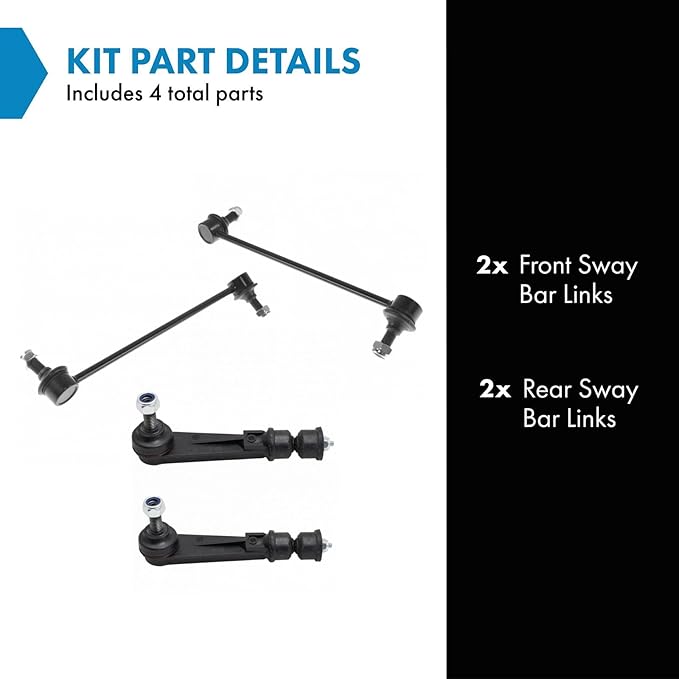 TRQ Front and Rear Sway Bar Link Set 4 Piece Compatible with 10-17 Chevrolet Equinox 10-17 GMC Terrain 08-09 Chevrolet Equinox V6 3.6L 08-09 Pontiac Torrent V6 3.6L FE3 Sport Suspension