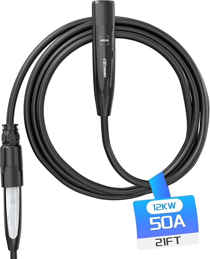 EVDANCE Extension Cord for Tesla 21ft Extension Cable Max Support 12KW 50Amp 240V with NACS Plug Extension Cord for Your Level 1&2 EV Charger Tesla Wall Connector