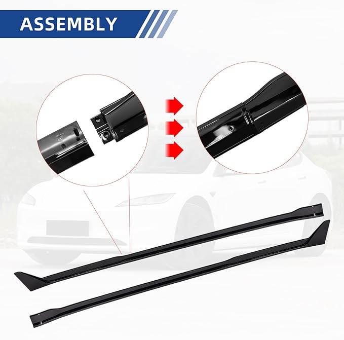 Car Side Skirt Upgrade Side Skirt Extension Splitter Lip for Tesla Model 3 Highland 2024 2025 Body Kit Glossy Black Dark-Knight Style Car Rocker Panels,Left Side & Right Side