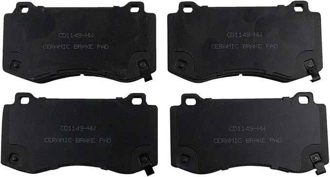 TRQ Front Brake Pads Ceramic Hardware Wear Sensor Compatible with 2005-2023 Chrysler 300 2006-2023 Dodge Charger 2008-2023 Challenger 2006-2008 Magnum 2006-2010 Jeep Grand Cherokee