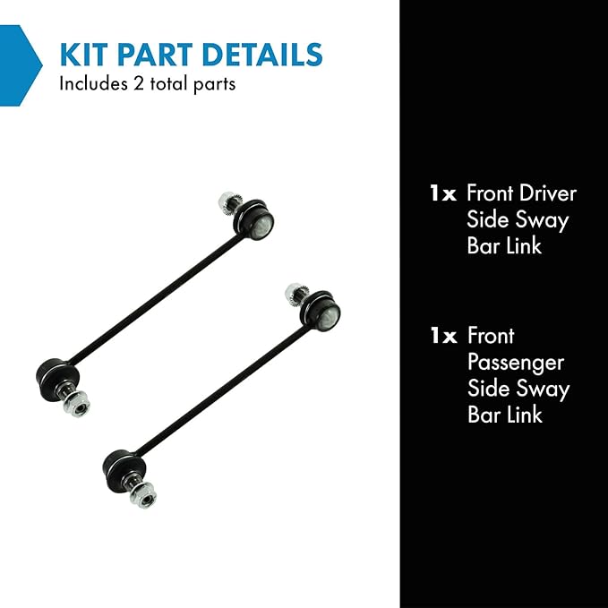 TRQ Front Sway Bar Stabilizer Link Set Compatible with 2007-2010 Hyundai Elantra 2010-2013 Kia Forte Forte Koup 2006-2010 Optima Rondo