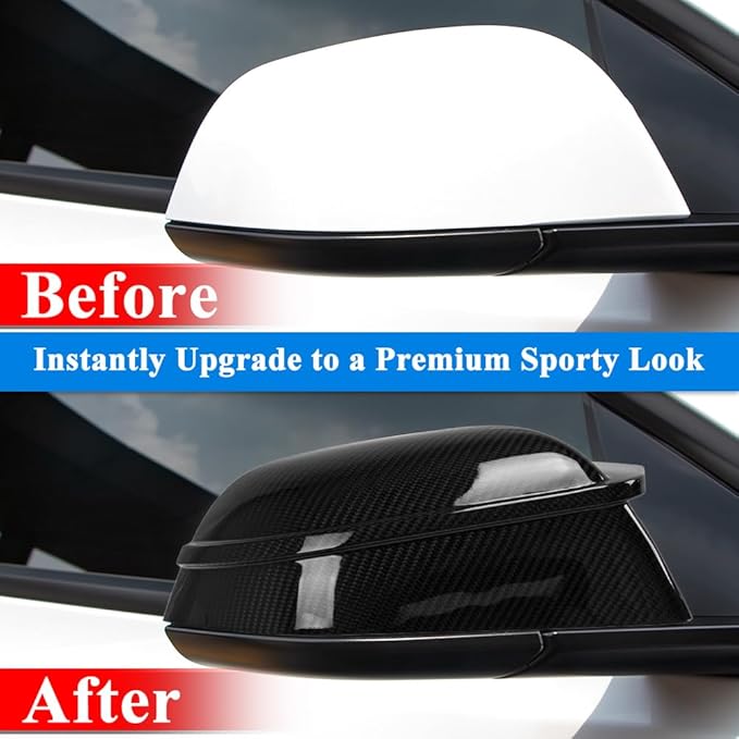 AeroBon Prepreg Dry Carbon Fiber Mirror Cap Overlays Compatible with 2017-2026 Tesla Model 3 Mirror Caps (SL Style) Sport Line