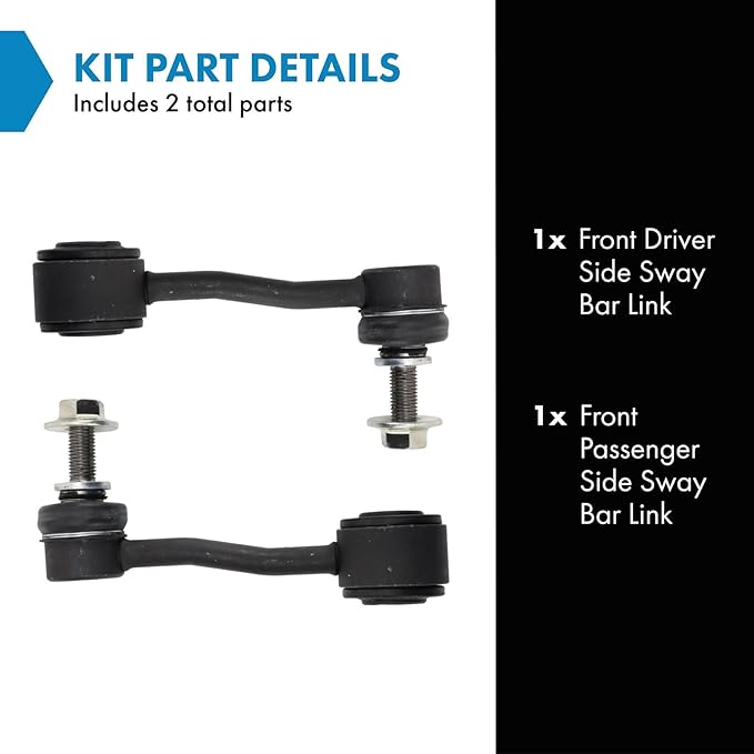 TRQ Front Driver and Passenger Side Sway Bar Link Set 2 Piece Compatible with 2018-23 Jeep Wrangler 2020-23 Gladiator