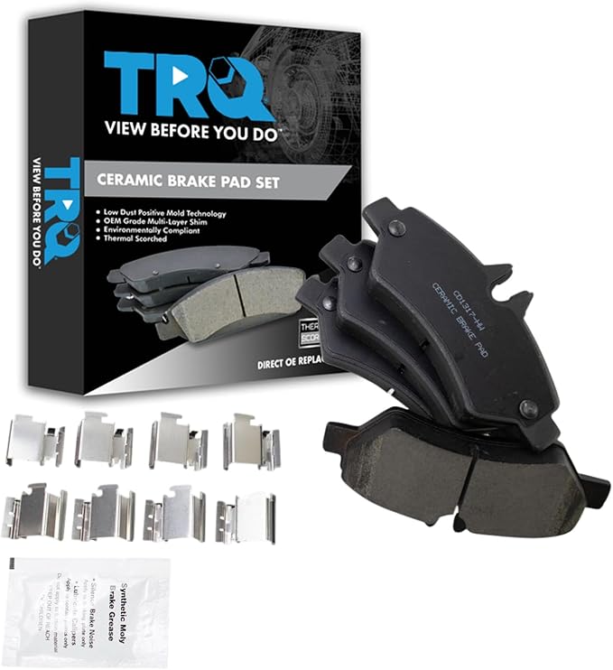 TRQ Rear Brake Pads Ceramic Hardware Compatible with 2007-2009 Dodge Sprinter 2500 2007-2018 Freightliner Sprinter 2500 2010-2018 Mercedes-Benz Sprinter 2500