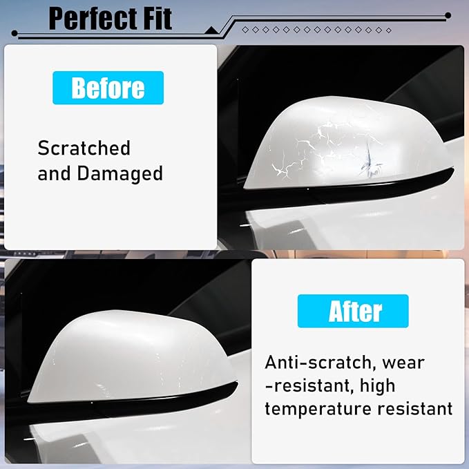 Jaronx Compatible with Tesla Model 3 Side Mirror Cover Replacement 2017 2018 2019 2020 2021 2022 2023 2024 2025, Driver Rear View Door Mirrors Cover Caps for Tesla Model 3 Accessories(Pearl White)