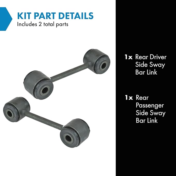 TRQ Rear Driver and Passenger Side Sway Bar Link Set 2 Piece Compatible with 92-04 Chrysler Town and Country Front Wheel Drive 94-07 Dodge Caravan 97-04 Grand Caravan Front Wheel Drive