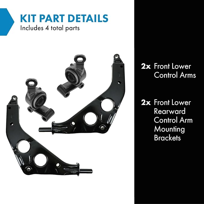 TRQ Front Lower Control Arm Set Control Arm Mounting Bracket Compatible with 2002-2008 Mini Cooper