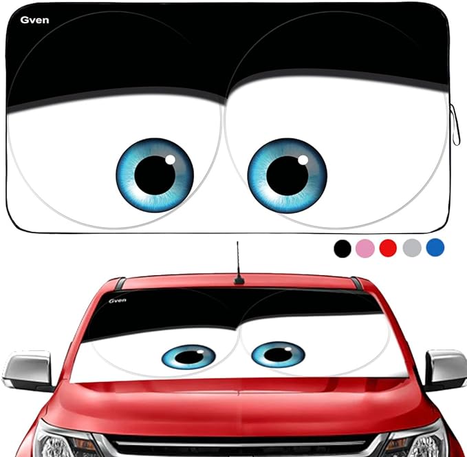 Gven Truck Windshield Sun Shade for Car Windshield Cover Interior Front Window Shades Sun Visor Protector Blocks UV Rays Must-Have Truck Accessories for Pickup, SUV, Sedan, Van, Bonneville(Black, XL)