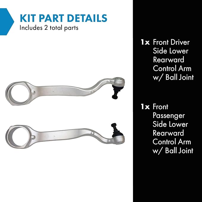 TRQ Front Left and Right Lower Control Arm with Ball Joint Set 2 Piece Compatible with 2010-2016 Mercedes-Benz E350 2013-2016 E400 2014-2016 E250 2010-2011 E550