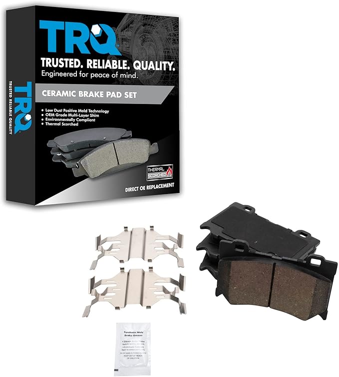 TRQ Front Brake Pads Ceramic Compatible with 2009-2013 INFINITI FX50 2008-2013 G37 2011-2013 M37 M56 2014-2020 Q50 2014-2015 Q60 2014-2019 Q70 2015-2019 Q70L 2014 QX70 2009-2020 Nissan 370Z