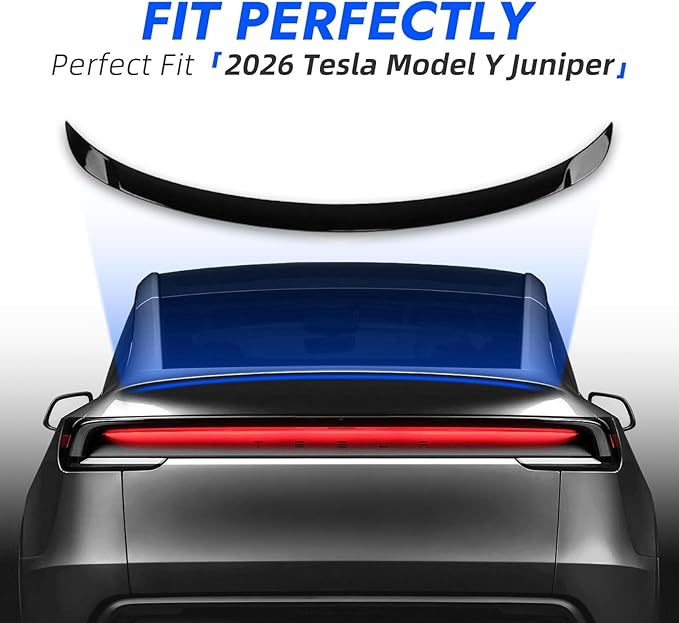 Spoiler for 2026 2025 Tesla Model Y Juniper ABS Material Rear Spoiler Wings Rear Trunk Lip 2025 2026 Tesla Model Y Juniper Accessories(Gloss Black)