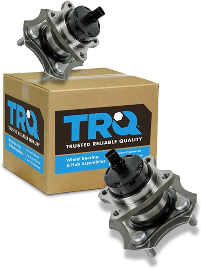 TRQ Rear Driver and Passenger Side Wheel Bearing and Hub Assembly Set 2 Piece Compatible with 2000-2005 Toyota Echo 4 Wheel ABS Brakes 2004-2006 Scion xA 2004-2006 xB