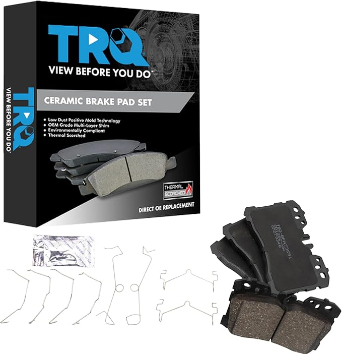 TRQ Front Ceramic Brake Pad Set Compatible with 2007-2013 Lexus LS460 2016-2017 LS460 2008-2016 LS600h 2018-2024 LS500 2018-2024 LS500h 2021-2024 Toyota Mirai
