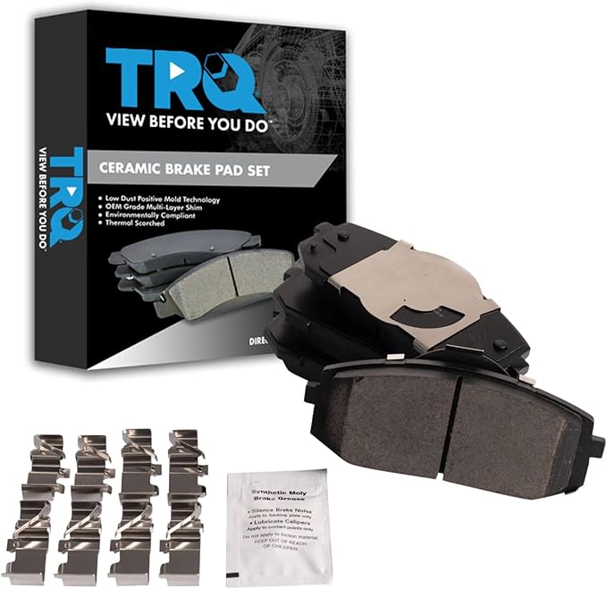 TRQ Front Ceramic Brake Pad Set Compatible with 21-23 Hyundai Elantra N Line 20-22 Hyundai Sonata SE Hybrid Limited Limited SEL Plus Hybrid SEL SEL Hybrid Blue 21 Kia K5