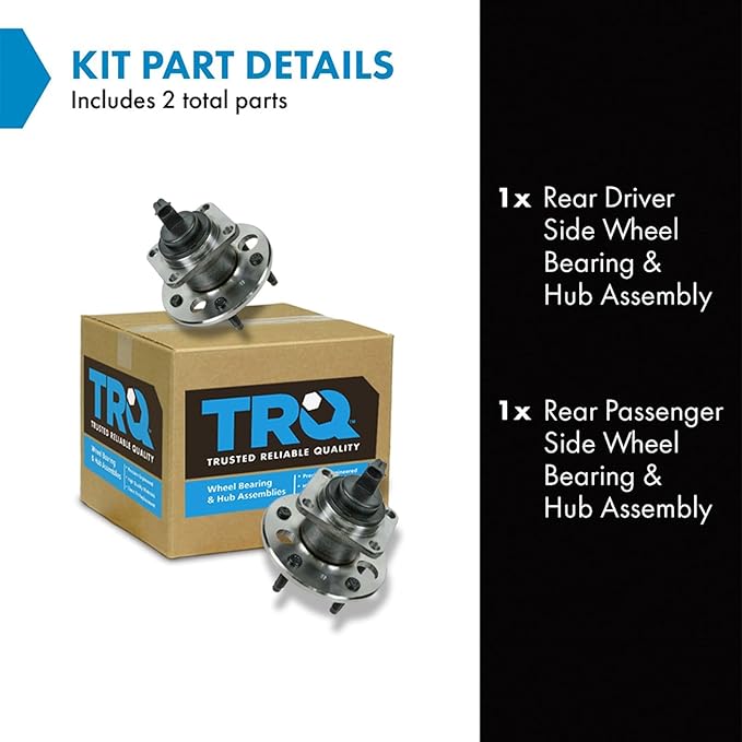 TRQ 2 Piece Rear Wheel Bearing & Hub Assembly Set Compatible with 2000-2005 Buick Lesabre 2006-2011 Lucerne 1997-2005 Park Avenue 1991 Reatta 1991-1999 Riviera 1991-1992 Cadillac Allante DeVille DTS