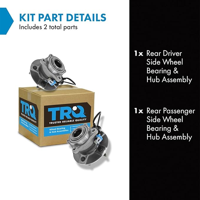 TRQ 2 Piece Rear Wheel Bearing & Hub Assembly Set Compatible with 2005-2006 Chevrolet Equinox 2006 Pontiac Torrent 2002-2007 Saturn Vue