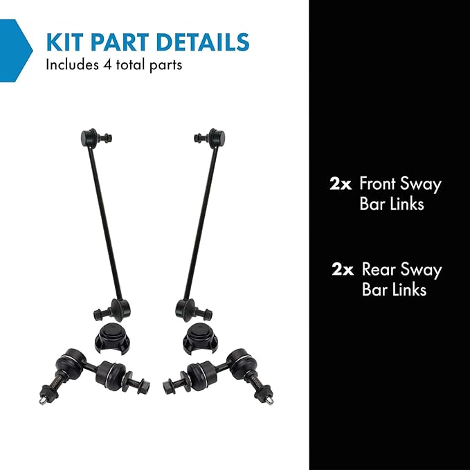 TRQ Front and Rear Driver and Passenger Side Sway Bar Link Set 4 Piece Compatible with 2013-18 Ford Focus S Titanium Electric SE SEL 2012 Focus 2013-18 C-Max