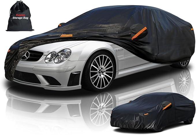 Kayme 7 Layers Car Cover Custom Fit for Mercedes Benz CLK 200 280 320 350 430 500 (1997-2025) Waterproof All Weather for Automobiles, Outdoor Full Cover Rain Sun UV Protection.