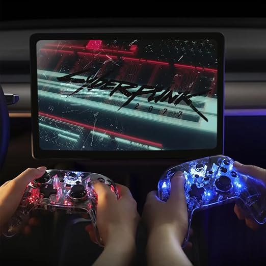TPARTS Wireless Game Controller for Tesla Model 3/Y/S/X, Multi-Device Crystal Clear Controller with 7-Colors LED Mode Special Programmed and Design For Tesla/Switch/STEAM Deck/PC(1 pc)