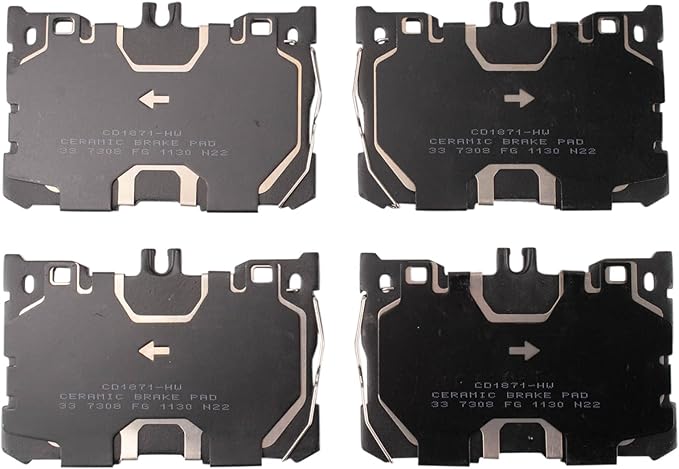 TRQ Front Ceramic Brake Pad Set Includes Contact Point Grease Hardware Compatible with 17-18 Mercedes Benz C43 AMG 2016 C450 AMG 16-18 GLC300 4Matic Sport Package 17-18 GLC43 AMG 17-18 E43 AMG
