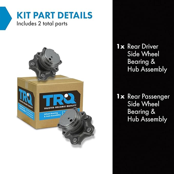 TRQ 2 Piece Rear Passenger Side Driver & Passenger Side Wheel Bearing & Hub Assembly Set Compatible with 2007-2012 Nissan Sentra
