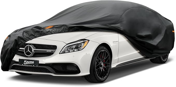 Kayme 7 Layers Car Cover Custom Fit for Mercedes Benz CLS 63 400 500 550 (2004-2025) Waterproof All Weather for Automobiles, Outdoor Full Cover Rain Sun UV Protection.Black