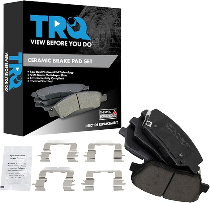 TRQ Front Brake Pads Ceramic Hardware Compatible with 2012-2017 Hyundai Azera 2010-2012 Santa Fe 2013-2016 Santa Fe Sport 2011-2015 Kia Sorento