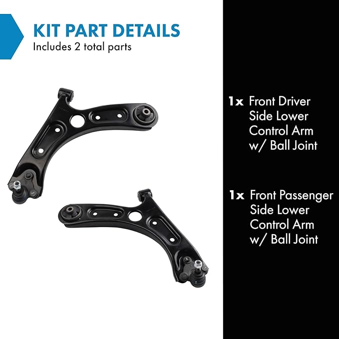 TRQ Front Lower Driver and Passenger Side Control Arm and Ball Joint Set 2 Piece Compatible with 2017-2020 Hyundai Elantra 2018-2020 Elantra GT 2019-2022 Kia Forte