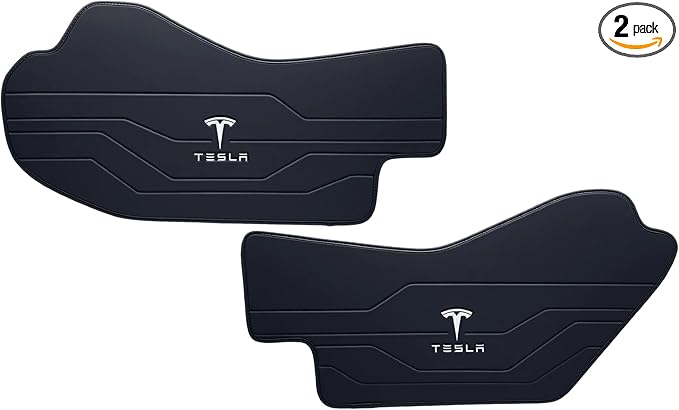 Center Console Leather Side Anti-Kick Mats(2 Pieces) Designed for Tesla Model Y Juniper(2025-2027),Waterproof, Dust Resistant, Front Seat Side Protector Cover Black