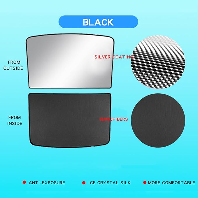 TOPABYTE Roof Sunshade for Tesla Model 3 Highland 2026-2024 Glass Sunroof Shade Window Insulation UV & Heat Protection Double-Layer Sun Shade, Black