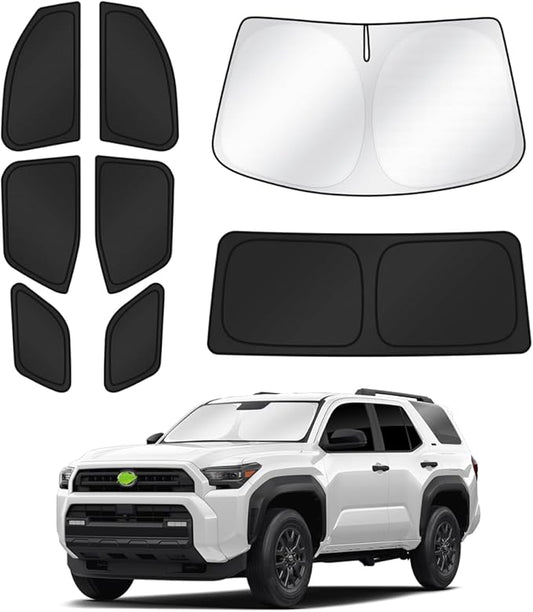Sunshades for 2025 2026 Toyota 4Runner Accessories Windshield Sun Shade Side Rear Window Shade Cover Sun Visor Shield Privacy Protection for Camping Keep Vehicle Cool Black 8PCS