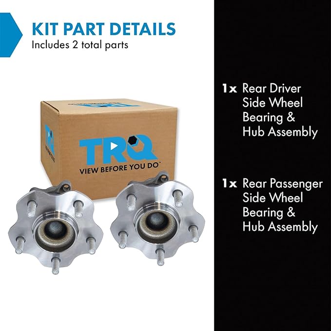 TRQ Rear Driver and Passenger Side Wheel Bearing and Hub Assembly Set 2 Piece Compatible with 2013-2019 Nissan Sentra