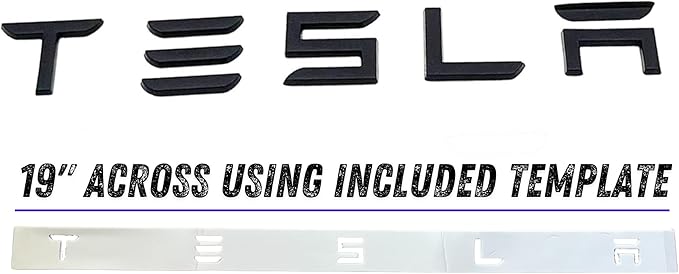 Metal Raised T Logo Tesla Letters Dual Motor Emblem Decal Sticker Matte Black Front Trunk Tailgate with 3M Adhesive for Tesla Model 3 Model Y Highland Juniper (Tesla Letters & T Logo & Dual Motor)