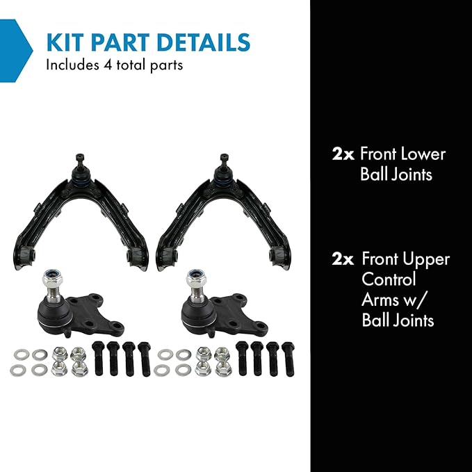 TRQ Front Upper Left and Right Control Arm and Ball Joint Set 4 Piece Compatible with 04-12 Chevrolet Colorado Rear Wheel Drive 04-12 GMC Canyon Rear Wheel Drive 2006 Isuzu i-280 07-08 i-290