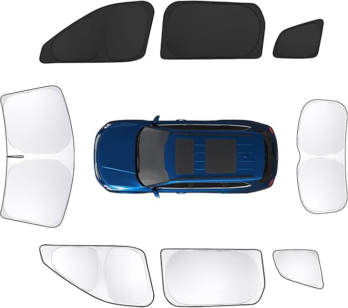 8pcs Car Window Shades for Kia Telluride 2020-2025 Accessories,Windshield Side Rear Full Sunshade,Sun Visor UV Blocking, Privacy Protection and Blackout for Camping Outdoor