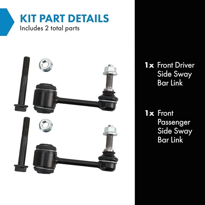 TRQ Front Driver and Passenger Side Sway Bar Link Set 2 Piece Compatible with 16-21 Jeep Grand Cherokee 22 Grand Cherokee WK 16-24 Dodge Durango without ADS without High Performance Suspension