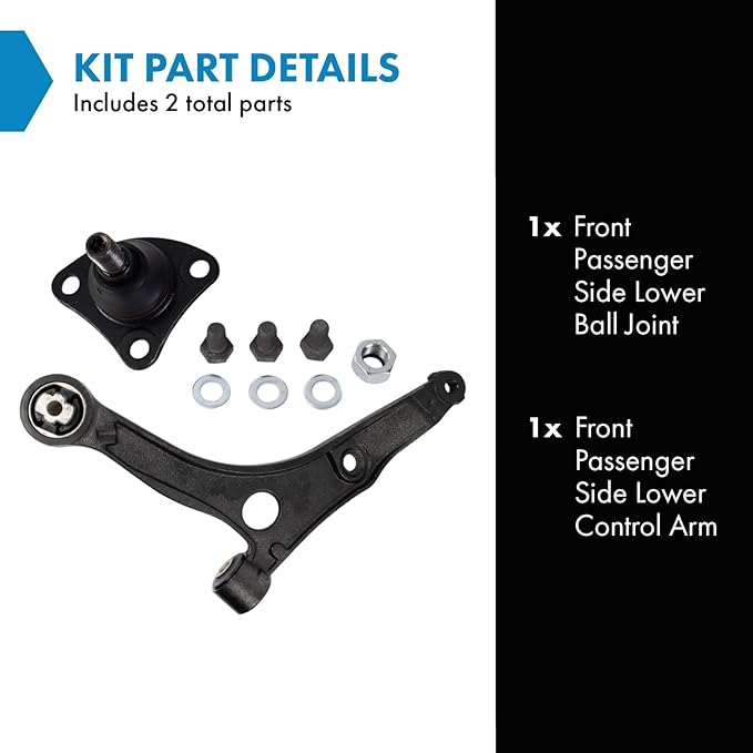 TRQ Front Right Lower Control Arm with Ball Joint Compatible with 2014-2023 Ram ProMaster 1500 2014-2023 ProMaster 2500 2014-2023 ProMaster 3500