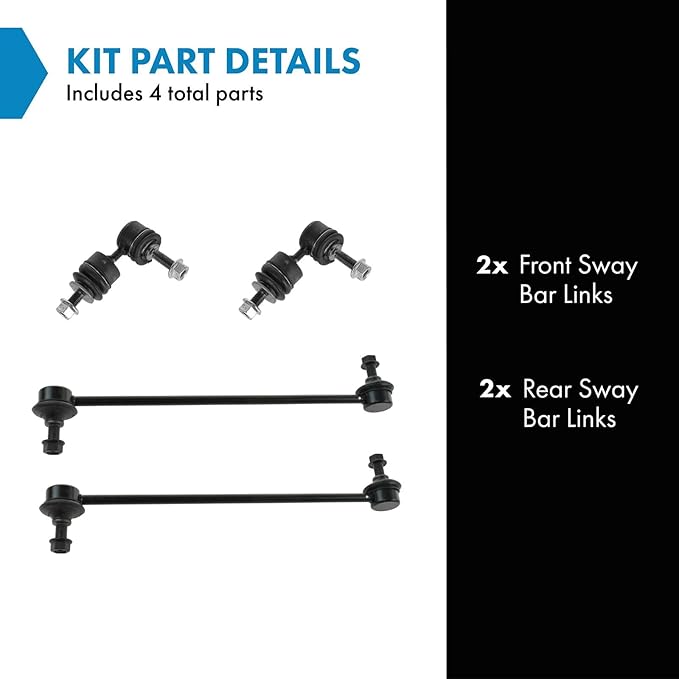 TRQ Front and Rear Sway Bar Link Set Compatible with 2010-2013 Mazda 3 S 2010-2013 Mazda 3 i 2004-2011 Volvo S40 2006-2013 C70 2008-2013 C30 2005-2011 V50