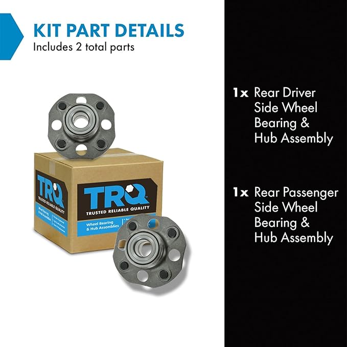 TRQ 2 Piece Rear Wheel Bearing & Hub Assembly Set Compatible with 1998-2002 Honda Accord