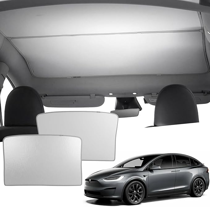 EYPINS Model Y Sunshade Roof Cover for Tesla 2020-2025, Heat & UV Protection Sun Shade for Tesla Model Y Accessories (Silver)