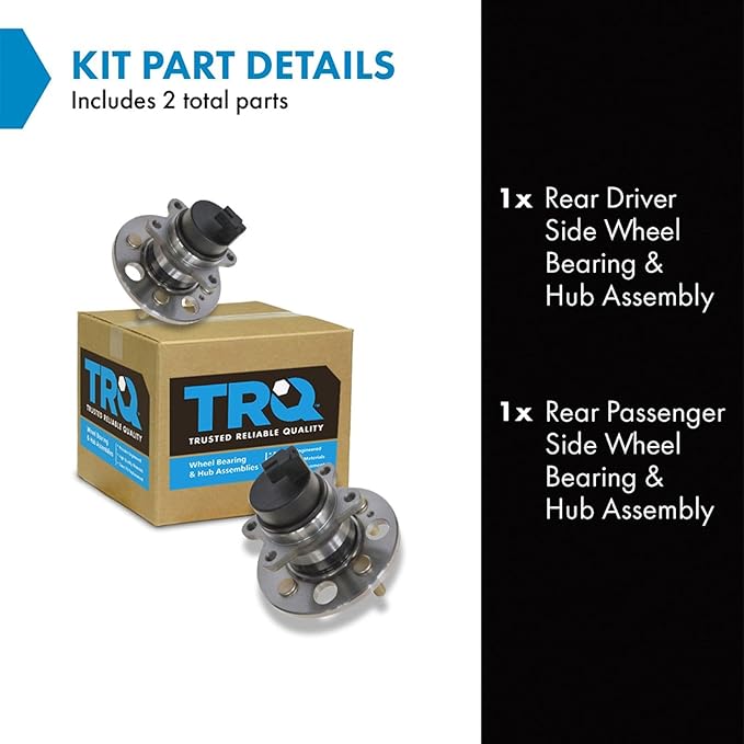 TRQ 2 Piece Rear Wheel Bearing & Hub Assembly Set Compatible with 2006-2011 Hyundai Accent Kia Rio Rio5