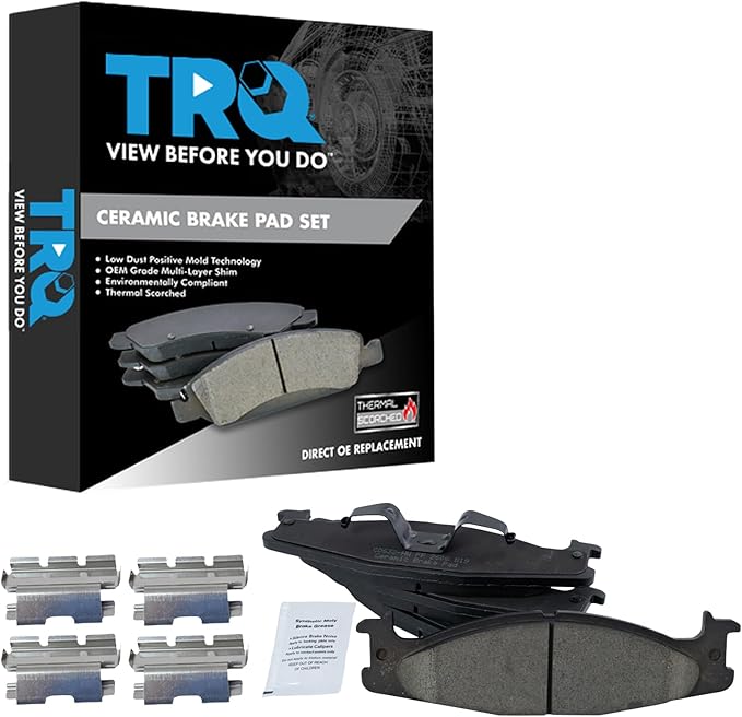 TRQ Front Brake Pads Ceramic Compatible with 1994-1996 Ford Bronco 2003 E-150 Club Wagon 1994-2002 Econoline F-150