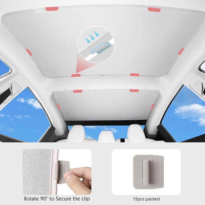 Upgraded Model 3 Sunshade Roof for 2021-2023 Tesla, Patent Magnetic Seamless Design for Tesla Model 3 Sunshade Roof Accessories with No Gaps at All, Heat Insulating Sun Shade, with Storage Bag, Gray