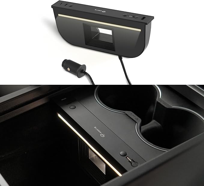 TPARTS 60W USB Hub Charger for Tesla Model Y Juniper 2025-2026/Model 3 Highland 2024+, Multi-Port Center Console Charging Hub, Hidden Docking Station M3/Y Interior Accessories (Premium/Performance)